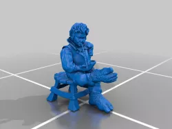 Hobbit smoking pipe sitting on stool