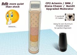 Artemis CP2 5.5mm Airgun Moderator / Silencer / Suppressor also for Diana Chaser, Bandit, SMK