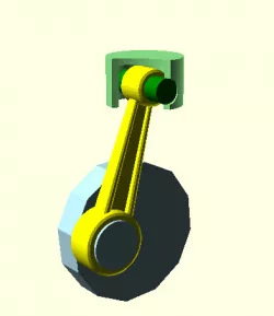 openscad vilebrequin animation (crankshaft)