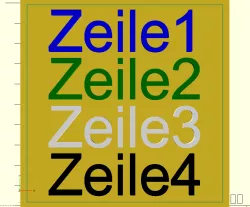 Schild mit bis zu vier Zeilen Text