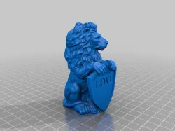 Lion Statue with Shield