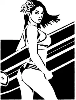 Beach Girl stencil 4