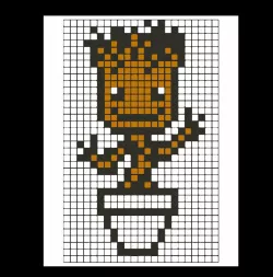 PixelArt Baby Groot with Border + Background
