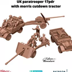 $14.99UK paratroopers 17pdr gun with Morris tractor - 28mm