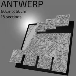 $17.003D Antwerp | Digital Files | 3D STL File | Antwerp 3D Map | 3D City Art | 3D Printed Landmark | Model of Antwerp Skyline | 3D Art