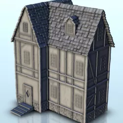 $2.30Medieval house with floor and entrance stair 6 - Medieval Dark Age scenery terrain wargame