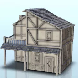 $2.30Medieval house with terrace and timbering 3 - Medieval Dark Age scenery terrain wargame