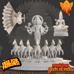 $25.00Surya - The Sun, with 7 horses & his Charioteer Aruna