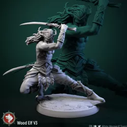 $3.50Wood elf swordsman 3 32mm pre-supported