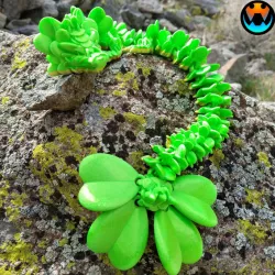 $4.00LUCKY CLOVER DRAGON, ST. PATRICK'S DAY ARTICULATING FLEXI WIGGLE PET, PRINT IN PLACE, FANTASY SHAMROCK DRAGON