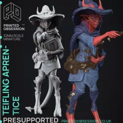 $4.00Nendra - Teifling Wizard Aprentice - PRESUPPORTED - 32 mm scale