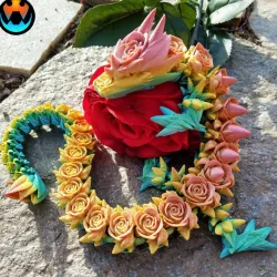 $4.00ROSE DRAGON, VALENTINE'S DAY, ARTICULATING FLEXI WIGGLE PET, PRINT IN PLACE, FANTASY