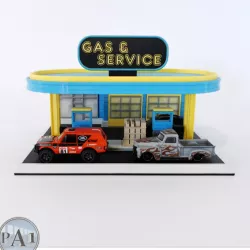 $4.701/64 GAS STATION - HOT WHEELS/DIECASTS DIORAMA