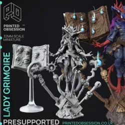$5.00Lady Grimoire - Teifling Arch Mage - PRESUPPORTED -32mm scale - Foundling