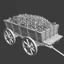 $5.00Large Medieval supply wagon with hay