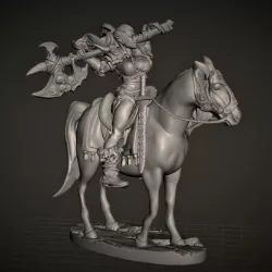 Barbarian Girl on horseback