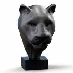 Black Panther Head Sculpture