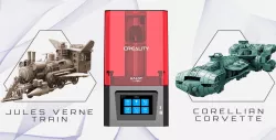 Creality Resin 3D Printer + Corellian Corvette + Jules Verne Train Locomotive