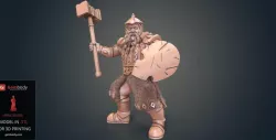 Dwarf Warrior Fighter 3D Printing Figurine | Static