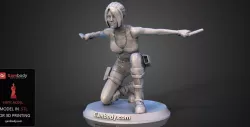 Lara Croft in Action 3D Printing Figurine | Static