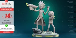 Rick & Morty Fight Scene 3D Printing Figurines in Diorama | Assembly