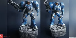 Terran Marine 3D Model with Gauss Riffle Pointed Up | Static Model