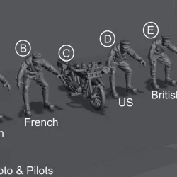$12.90WW1- 28mm Moto and Pilots 6 STL- Files Pre-supported - Files Test Printed.