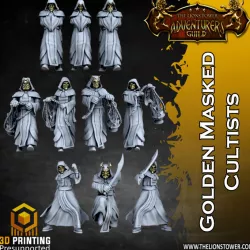 $18.00Golden Masked Cultists, set of 10 (32mm scale pre-supported miniatures)