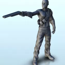 $2.30Shirtless man with mask and weapon 5 (+ supported version) - Post-Apo Zombies universe 15mm 20mm 28mm 32mm 42mm