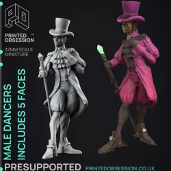 $3.50Masked Ball Male Dancer with 6 heads - Normal & Horror - PRESUPPORTED - 32mm scale