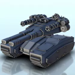 $3.50SF tank with main gun and miniguns 4 (+ supported version) - MechWarrior Scifi Science fiction SF 40k