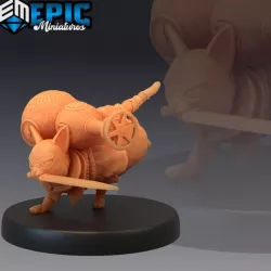 $3.90Wandering Neko Running / Fighting Sword Cat / Steampunk Tech Battle Animal