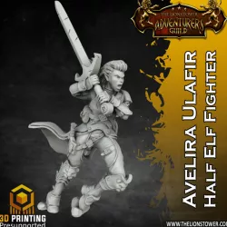 $4.00Avelira Ulafir - Female Half Elf Fighter (32mm scale pre-supported miniature)