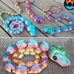 $4.0830 Inch Snake, Print In Place, Basilisk, Boa, Python, Articulating Flexi Wiggle Pet