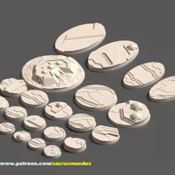 $5.95Delta-Sol. Alien Border World. 3D Printing Round & Oval Bases Bundle. Futuristic / Alien / Xenos/ Scifi Round / Oval Bases Set for Wargames