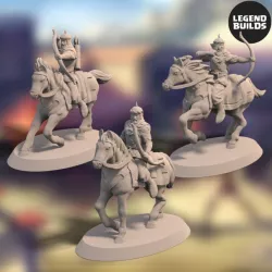 $6.99Light Cavalry of the Empire of Jagrad with Bow and Arrow (3 unique miniatures) – 3D printable miniature – STL file