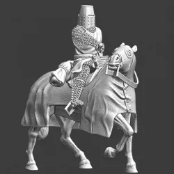$7.50Mounted Crusader knight drawing his blade