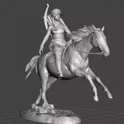 Female Trapper on horseback