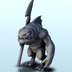 $1.80Warrior fisher with spear (+ supported version) (6) - Darkness Chaos Medieval Zombie Fantasy Monster