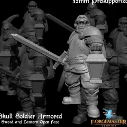 $5.00Skull Soldier Armored Sword and Lantern Open Face