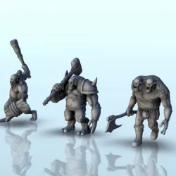 $5.90Set of 3 trolls (+ pre-supported version) (15) - Darkness Chaos Medieval Zombie Fantasy Monster