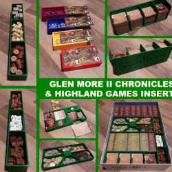 GLEN MORE II (2) CHRONICLES Boardgame Insert WITH Highland Games AND all Promos