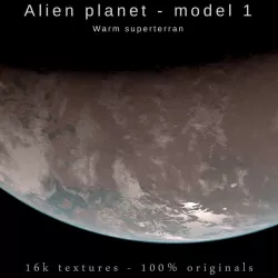 Alien planet model 1 - 16k photorealistic -warm superterran Low-poly  3D model