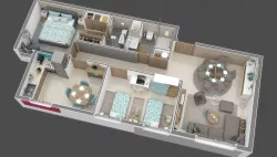 appartement floorplan 78m 3D model