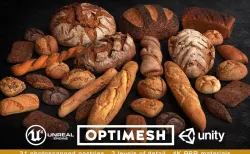 Baked Pastries Bread Buns Rolls 3D PBR Pack Low-poly  3D model