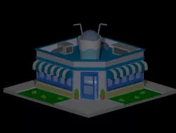 Cafe Low poly Low-poly  3D model