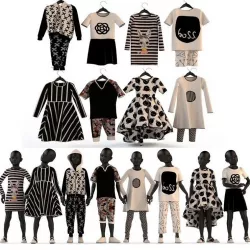 Children  clothing on mannequins and hangers set 1 3D model