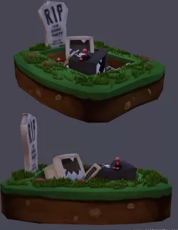 Computer Part Grave Low-poly  3D model