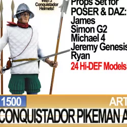 Conquistador Pikeman Props Poser Daz A 1500 3D model