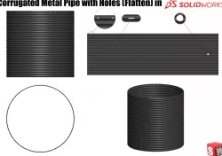 Corrugated Metal Pipe with Holes (Flatten) - SolidWorks Tutorial